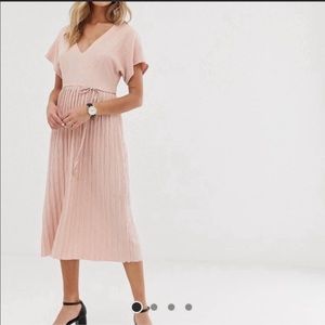 ASOS Maternity- Blush Pink V-Neck Midi Dress, 8